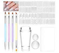 Kit French Manucure Autocollants Ongles Français Nail Art Stamper Pinceau French Manucure pour French Manucure Nail Art