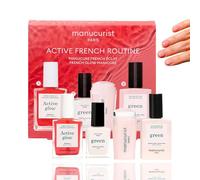 Kit French Manucure par Manucurist - Active™ Glow Raspberry, Vernis à Ongles Green™ Crème, Tampon French Manucure Mani Stamper, Top Coat Effet Gel Sunshine - Vernis à Ongles Soin
