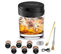 Kit Fumoir à Cocktail électrique, Fumoir à Whisky Rechargeable avec 6 Copeaux de Bois Aromatiques, pour les Boissons et le Bourbon, pour Papa, Mari et Amateurs de Cocktails