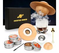 Kit Fumoir à Whisky avec 4 Copeaux de Bois, Coffret Whisky Cadeau Homme | Forme Saturne - Idéal Cuisine, Bar, Pique-Nique, BBQ, Voyage, Parfait pour Bourbon, Vin, Whisky & Cocktails - Cadeau Homme
