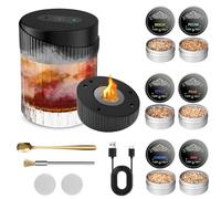 Kit fumoir à whisky électrique, rechargeable par USB-C, avec 6 copeaux en bois, pour whisky, bourbon et boissons, générateur de fumée froide pour arômes de fumée, cadeau idéal pour les amateurs de
