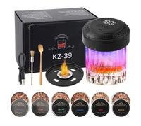 Kit fumoir à whisky électrique, style vintage, USB-C rechargeable, avec 6 jetons en bois, affichage numérique éclairage d'ambiance