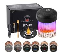 Kit fumoir à whisky électrique, style vintage, USB-C, rechargeable, avec 6 jetons en bois, affichage numérique, fonction compte à rebours, éclairage d'ambiance, fumoir à cocktail rechargeable