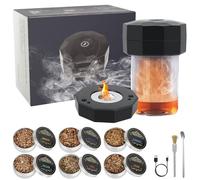 Kit fumoir à whisky électrique, USB-C, rechargeable, sans flamme, avec 6 copeaux en bois, fumoir à whisky à l'ancienne, cadeau pour hommes, pères