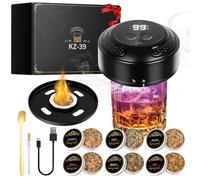Kit Fumoir Whisky Électrique - Fumeur de Cocktails Rechargeable avec 6 Copeaux de Bois Briquet Intégré Cadeau Homme Saint Valentin Fête des Pères pour Bourbon Cocktails Vin Café Fromage(sans Butane)
