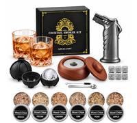 Kit Fumoir Whisky Prestige avec Chalumeau 2 Verres 6 Pierres Coffret