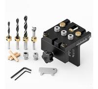 Kit gabarit de perçage 3 en 1 de poche, gabarit de perçage 6/8/10/15 mm, en acier inoxydable, réglable, pour le travail du bois, outils de menuiserie
