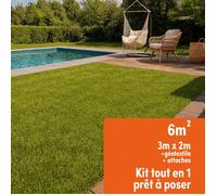 Easy Clôture Gazon synthétique Kit Complet prêt à Poser Pelouse Artificielle en Rouleau 2mx3m (Soit 6m²) Hauteur des brins 38mm Décoration pour Jardin Balcon terrasse