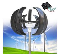 Kit générateur d'éolienne 12 000 W - 12 V/24 V/48 V design vertical à 5 pales - Alimentation CA triphasée, démarrage à faible vitesse du vent, idéal pour la maison et le bateau avec contrôleur