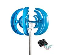 Kit générateur d'éolienne 12 V/24 V/48 V, 12 000 W, générateur vertical à 5 lames AC à aimant permanent avec contrôleur, idéal pour un usage domestique, solution d'énergie renouvelable, bleu