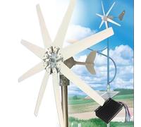 Kit générateur d'éolienne 8000 W - Générateur de moulin à vent 8 pales pour systèmes 12 V, 24 V, 48 V avec contrôleur solaire hybride - Idéal pour un usage domestique moyen