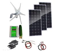 Kit générateur éolien-Solaire: 3 Panneaux solaires 100W et Accessoires de contrôleur Hybride d'éolienne 400W