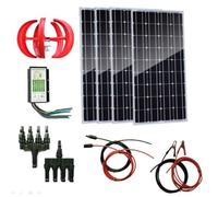 Kit générateur éolien-Solaire : 4 Panneaux solaires 100 W et contrôleur Hybride d'éolienne 300 W + Accessoires