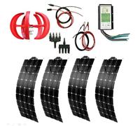 Kit générateur éolien-Solaire : 4 Panneaux solaires 100 W et contrôleur Hybride d'éolienne 300 W for Camping-Car, Camping, Bateau, Caravane, Camping-Car.