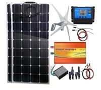 Kit générateur éolien-Solaire : éolienne 400 W et 2 Panneaux solaires 100 W et 500 W (crête 1000 W) et contrôleur for Camping-Car, Camping, Bateau, Caravane, Camping-Car.