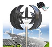 Kit générateur éolienne 12 000 W - Système d'alimentation vertical 12 V/24 V/48 V avec contrôleur pour bateaux, cabines, mobil-homes et terrasses - 5 pales pour une efficacité maximale