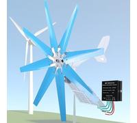 Kit générateur éolienne 16 000 W pour un usage domestique - Système d'énergie éolienne solaire silencieux à 8 pales, options 12 V/24 V/48 V, solution d'énergie renouvelable haute efficacité 20 000 W