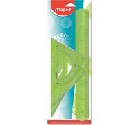 Kit Géométrie Geocustom-Règle 30 Cm + Équerre Scolaire 60° + Équerre Scolaire 45° + Rapporteur 180°-Set De Traçage Fantaisie-Texturation Laser,Motifs Géométriques-Coloris Aléatoire