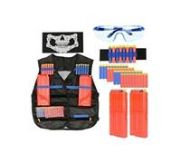 Kit Gilet Tactique Enfants pour Nerf Strike pistolet + 40 balle + 2 clip+ bracelet +foulard + lunettes de protection - Lewin Deal