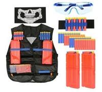 Kit Gilet Tactique Enfants pour Nerf Strike pistolet + 40 balle + 2 clip+ bracelet +foulard + lunettes de protection - Lewin Deal G