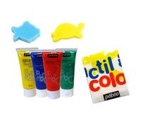 Kit gouache aux doigts - Les animaux marins - 4 tubes - 20 ml - Peinture non toxique - Idéal pour enfants