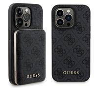 Guess Bundle Pack MagSafe 4G Metal Gold Logo - Ensemble coque + Power Bank 5000mAh MagSafe iPhone 14 Pro (noir)