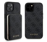 Kit Guess 4G Metal Logo pour iPhone 15, noir