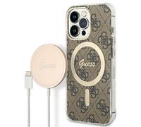 Kit Guess 4G Print MagSafe pour iPhone 13 Pro, marron