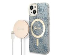 Kit Guess 4G Print MagSafe pour iPhone 14, bleu