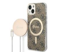 Kit Guess 4G Print MagSafe pour iPhone 14 Plus, marron