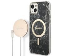 Kit Guess Marble MagSafe pour iPhone 14 Plus, noir
