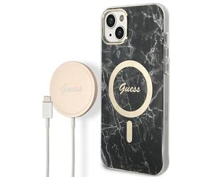 Kit Guess Marble MagSafe pour iPhone 14 Plus, noir