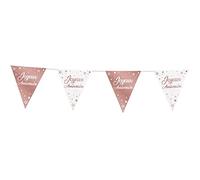 Kit Guirlande Fanion Anniversaire Rose Gold métallique et Blanche 6m (x1) REF/GFM00RG