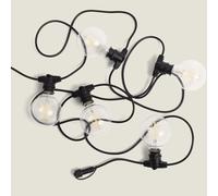 Kit Guirlande Lumineuse Extérieure Ip44 5m Noire + 5 Ampoules Filament Led B22 6w G95 Blanc Neutre 4000k