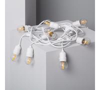 Kit Guirlande Waterproof 5.5m Blanche + 8 Ampoules Led E27 Filament 4w 2700k Blanc Chaud