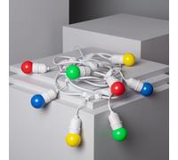 Kit Guirlande Waterproof 5.5m Blanche + 8 Ampoules Led E27 G45 3w De Couleurs Jaune