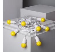 Kit Guirlande Waterproof 5.5m Blanche + 8 Ampoules Led E27 G45 3w De Couleurs Jaune