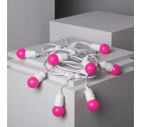 Kit Guirlande Waterproof 5.5m Blanche + 8 Ampoules LED E27 G45 3W de Couleurs Rose