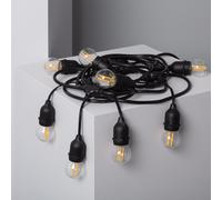 Kit Guirlande Waterproof 5.5m Noire + 8 Ampoules Led E27 Filament 4w 2700k Blanc Chaud