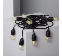 Kit Guirlande Waterproof 5.5m Noire + 8 Ampoules Led E27 Filament 4w 4000k Blanc Neutre