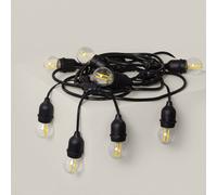 Kit Guirlande Waterproof 5.5m Noire + 8 Ampoules Led E27 Filament 4w 4000k Blanc Neutre