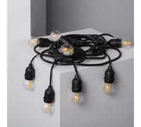 Kit Guirlande Waterproof 5.5m Noire + 8 Ampoules Led E27 Filament 4w 2700k Blanc Chaud