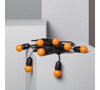 Kit Guirlande Waterproof 5.5m Noire + 8 Ampoules LED E27 G45 3W de Couleurs Orange