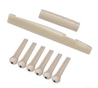 Kit Guitare Acoustique 6 Cordes Rechange Kit Kit Guitare Acoustique(White) | Remplacement complet, sillet barrette chevilles, plastique résistant, installation rapide, son clair net