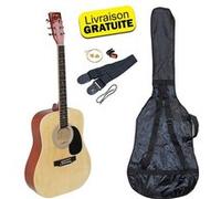 Guitare électrique Johnny Brook Kit Guitare Acoustique JB300 Couleur Naturel avec sacoche, la sangle, le médiator et les cordes JB300