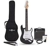 Kit Guitare Électrique LA 3/4 avec Ampli 10W, Accordeur, Cordes, Médiators, Housse et Câble - Pack complet Noir Noir