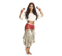 Boland 00458 - Gypsy Set Rouge, serre-tête, bracelet, foulard pour les hanches, danse du ventre, or, pièces de monnaie, perles, déhanchement, danse, carnaval, Halloween, Mardi gras, fête à thème, déguisement, théâtre, accessoire