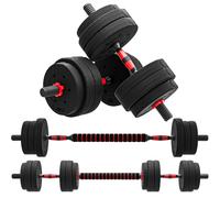 Kit Haltères Musculation 2-en-1 Barres de Noir Lot de 2 25 kg HOMCOM