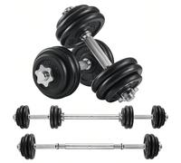 Kit Haltères Musculation, Avec Barre D'extension, 30 Kg, Noir