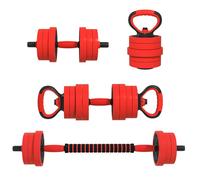 Kit haltères musculation - haltères réglables - SPORTNOW - 4 en 1 - 20 kg - avec disques et barres, clips de sécurité - rouge